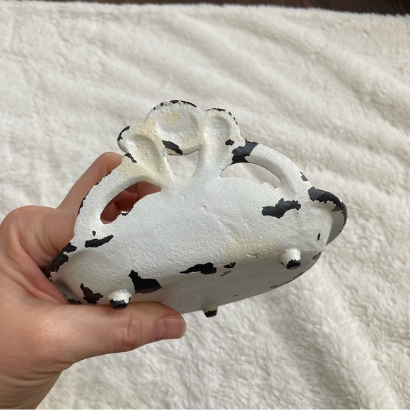 Vintage rusty wrought iron soap dish farmhouse shabby chippy paint country - Picture 6 of 12